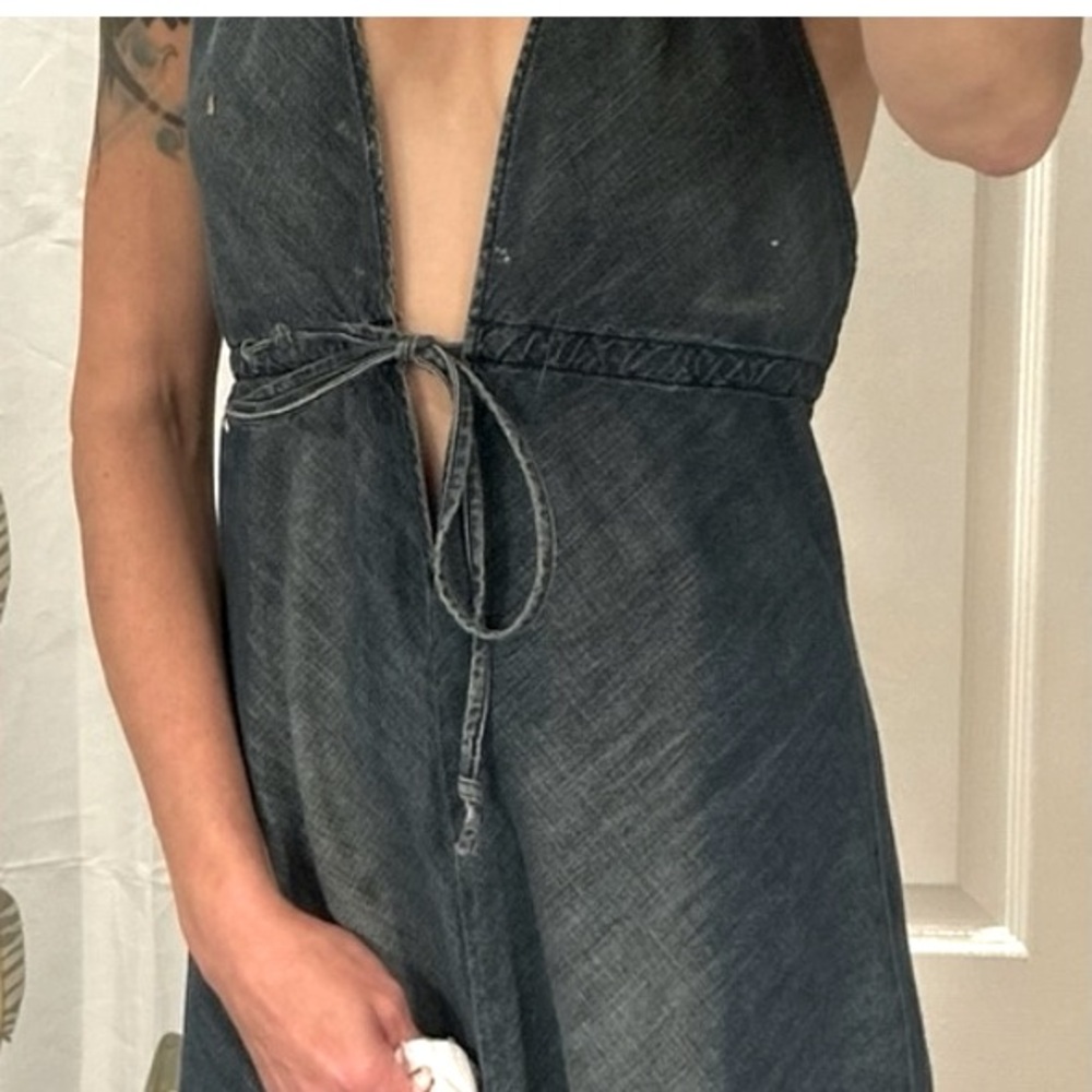 💫DIESEL Y2K Women’s Y2K Denim Maxi Bow Dress with Strings. RARE FIND